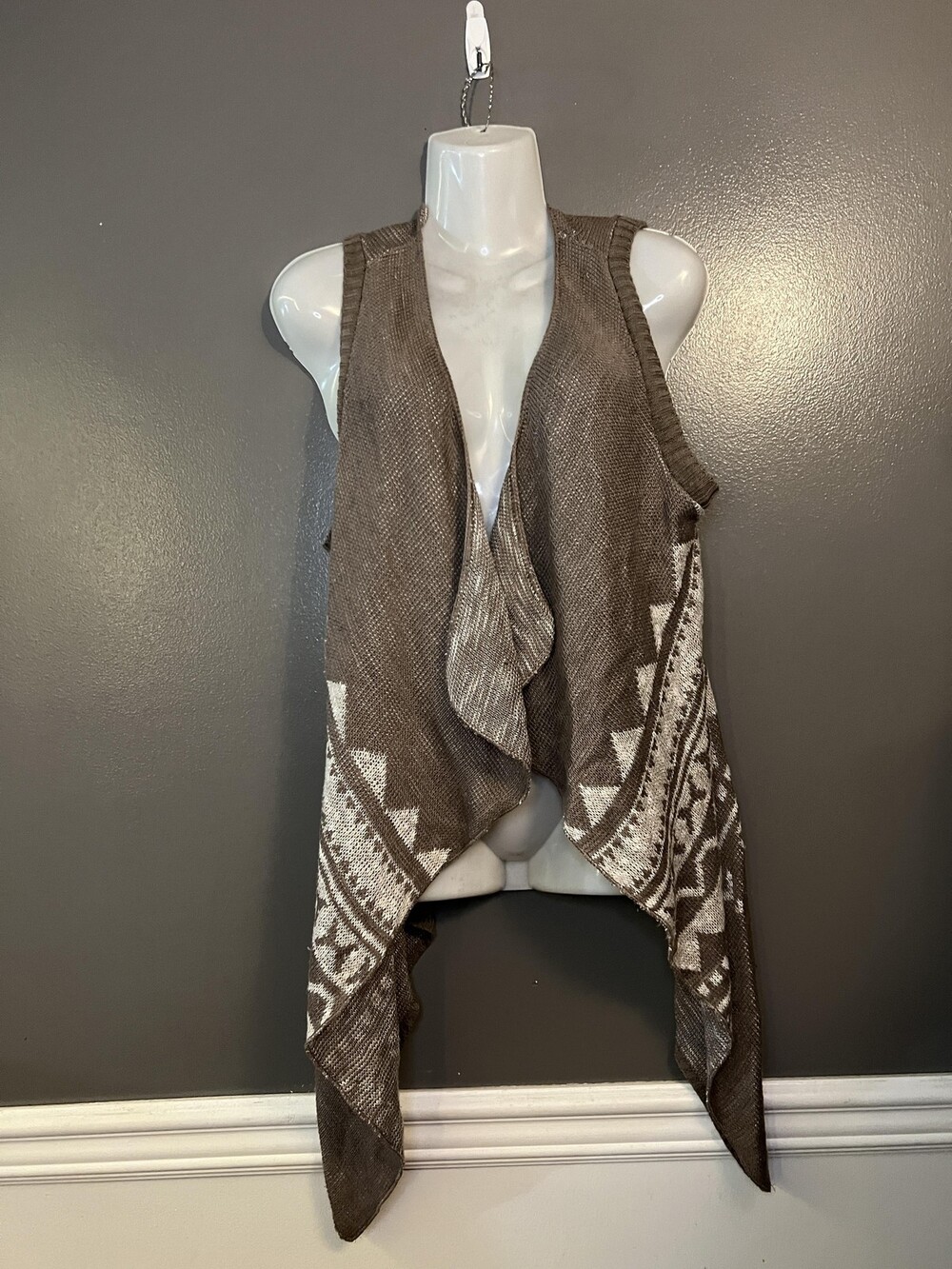 Absolutely Creative Worldwide Vest Womens XL Brown Aztec Open Front Made USA